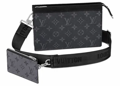 Pre-owned Louis Vuitton Gaston Wearable Wallet Monogram Eclipse Reverse In Black