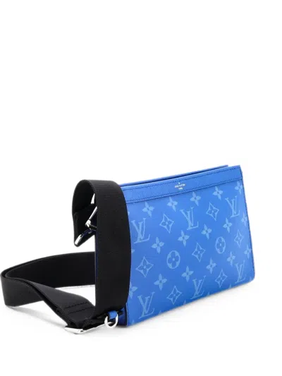 Pre-owned Louis Vuitton Gaston Wearable Wallet Monogram Taigarama Crossbody Bag In Blue