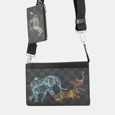 Pre-owned Louis Vuitton Gaston Wearable Wallet Noir Damier Graphite In Black