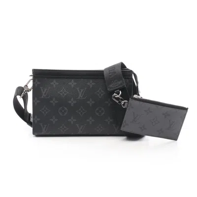 Pre-owned Louis Vuitton Gaston Wearable Wallet Shoulder Bag Pvc Gray In Black