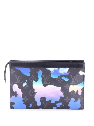 Pre-owned Louis Vuitton Gaston Wearable Wallet Sunrise Monogram Eclipse Canvas Crossbody Bag In Black
