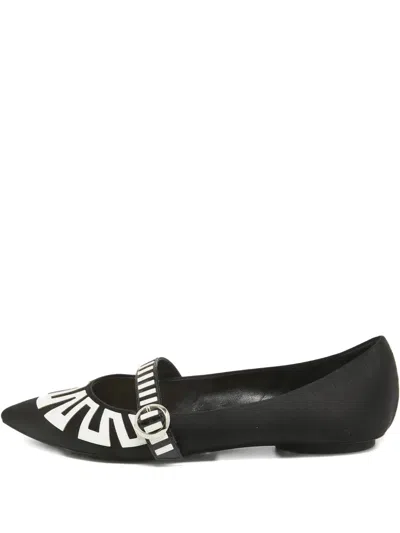 Pre-owned Louis Vuitton Geometric-print Flat Pumps In Black