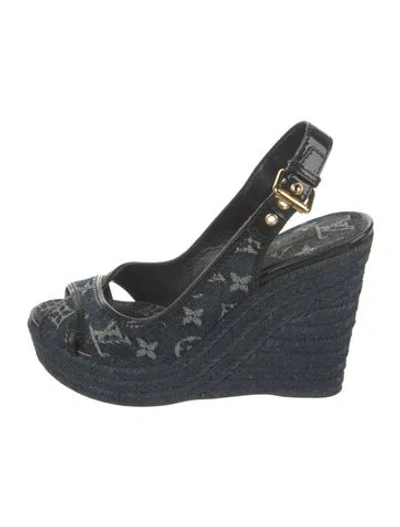 Pre-owned Louis Vuitton Gg Denim Denim Slingback Pumps In Blue