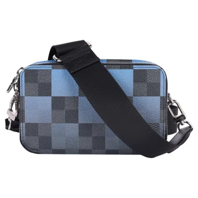 Pre-owned Louis Vuitton Giant Damier Graphite Alpha Wearable Wallet Navy In Blue
