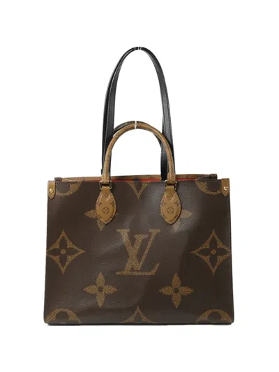 Pre-owned Louis Vuitton Giant On The Go Monogram Tote Bag In Brown