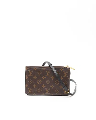 Pre-owned Louis Vuitton Giant Reverse Double Zip Pochette Bag In Brown