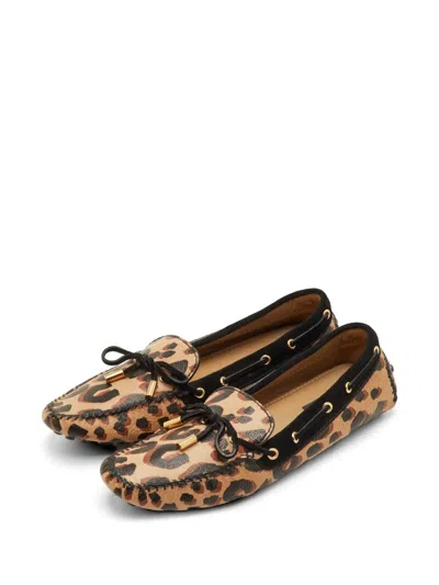 Pre-owned Louis Vuitton Gloria Leopard-print Loafers In Neutral