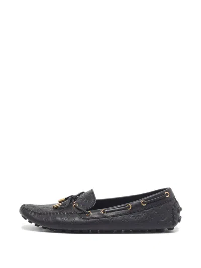 Pre-owned Louis Vuitton Gloria Monogram Loafers In Black