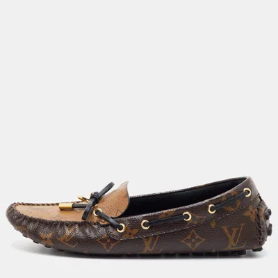 Pre-owned Louis Vuitton Gloria Size 37.5 Monogram Canvas And Reverse Monogram Canvas Loafers In Brown