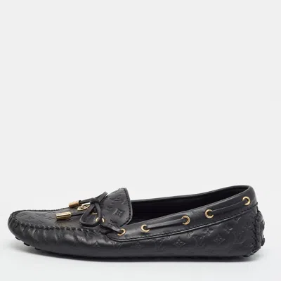 Pre-owned Louis Vuitton Gloria Size 38 Black Leather Loafers