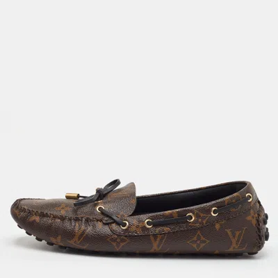Pre-owned Louis Vuitton Gloria Size 40 Brown Monogram Canvas Flat Loafers