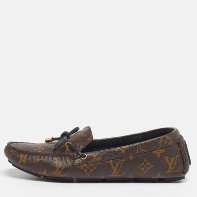 Pre-owned Louis Vuitton Gloria Size 40 Brown Monogram Canvas Loafers