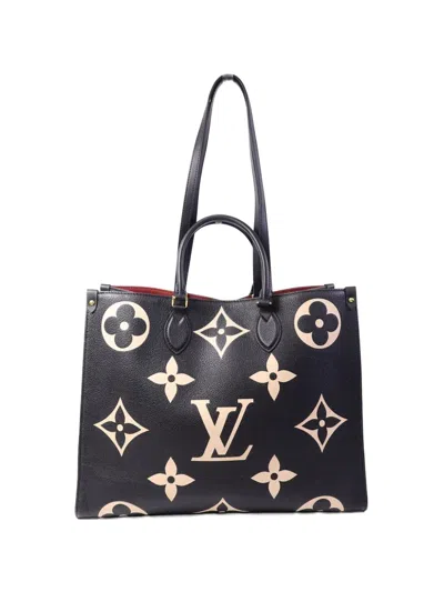 Pre-owned Louis Vuitton Gm On The Go Monogram Empreinte Tote Bag In Black