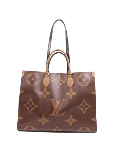 Pre-owned Louis Vuitton Gm Onthego Monogram Giant Reverse Tote Bag In Brown