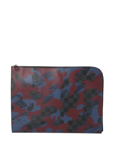 Pre-owned Louis Vuitton Gm Pochette Jour Damier Graphite Clutch Bag In Red