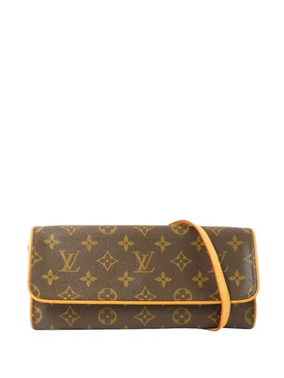 Pre-owned Louis Vuitton Gm Pochette Twin Monogram Canvas Shoulder Bag In Brown