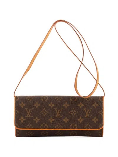 Pre-owned Louis Vuitton Gm Twin Monogram Wallet On Strap In Brown