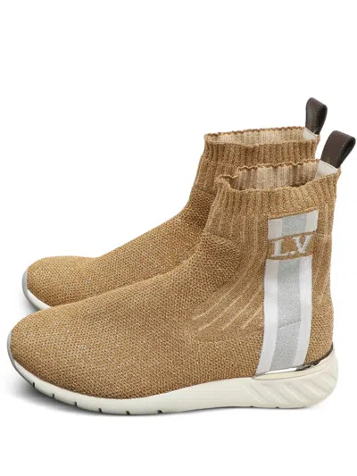 Pre-owned Louis Vuitton Knit High-top Shoes In Gold