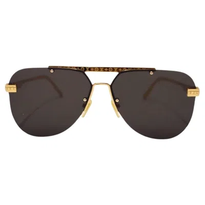 Pre-owned Louis Vuitton Gold Aviator Sunglasses In Black