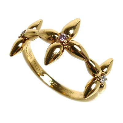 Pre-owned Louis Vuitton Gold Gold Plating Rhinestone Band Ring ()