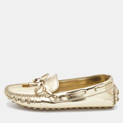 Pre-owned Louis Vuitton Gold Leather Gloria Loafers Size 35