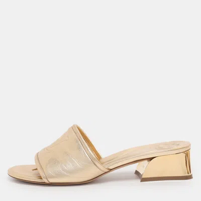 Pre-owned Louis Vuitton Gold Leather Magnetic Mules Size 40