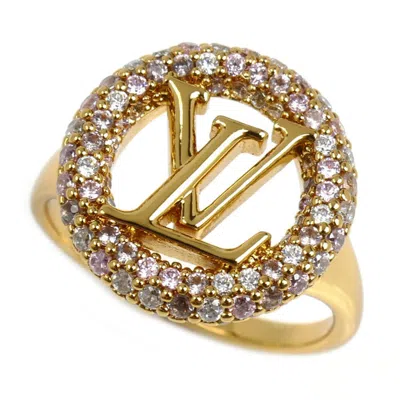 Pre-owned Louis Vuitton Gold Metal Rhinestone Band Ring ()