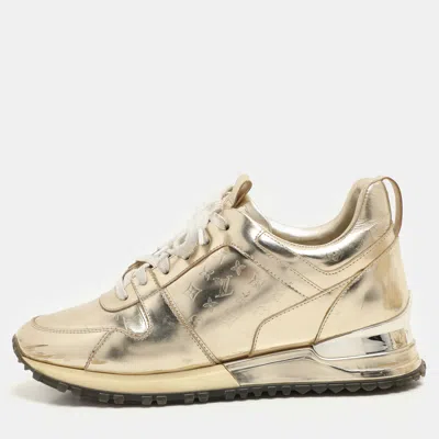 Pre-owned Louis Vuitton Gold Metalic Leather Run Away Low Top Sneakers Size 36