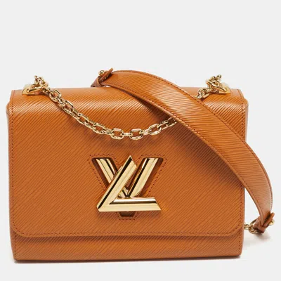 Pre-owned Louis Vuitton Gold Miel Epi Leather Twist Mm Bag In Brown