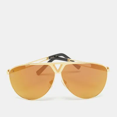 Pre-owned Louis Vuitton Gold Mirrored Z2314u Tonca Aviator Sunglasses