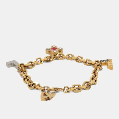 Pre-owned Louis Vuitton Gold Plated Love Letter Bracelet