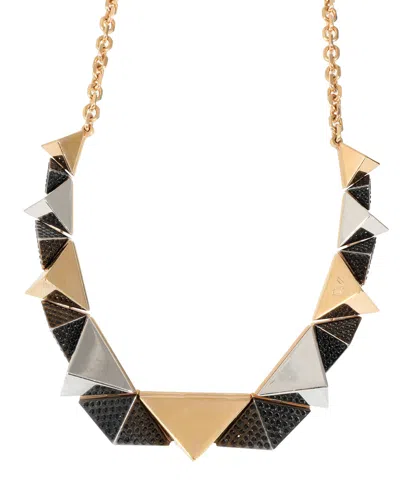 Pre-owned Louis Vuitton Gold Tone Pyramid Stud Necklace In Black