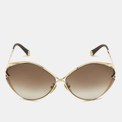 Pre-owned Louis Vuitton Gold Tone/brown Gradient Z0410u Laurel Sunglasses