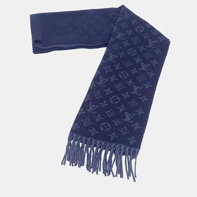 Pre-owned Louis Vuitton Gradient Blue Cashmere Wool Muffler