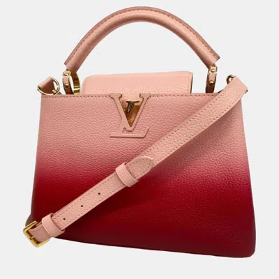 Pre-owned Louis Vuitton Gradient Leather Bb Capucines Top Handle Bags In Pink