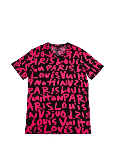 Pre-owned Louis Vuitton Graffiti-print T-shirt In Black