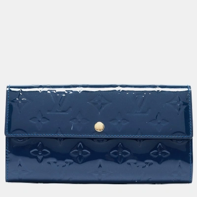 Pre-owned Louis Vuitton Grand Blue Monogram Vernis Sarah Wallet