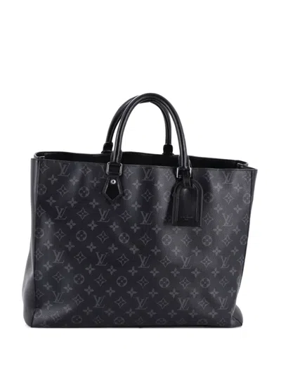 Pre-owned Louis Vuitton Grand Sac Bag Monogram Eclipse Canvas Tote Bag In Black