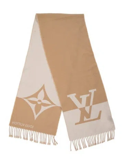 Pre-owned Louis Vuitton Graphic Dual Wool Scarf In Neutrals