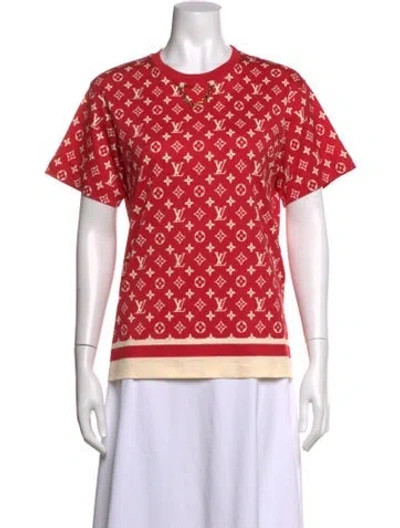 Pre-owned Louis Vuitton Graphic Print Crew Neck T-shirt In Red