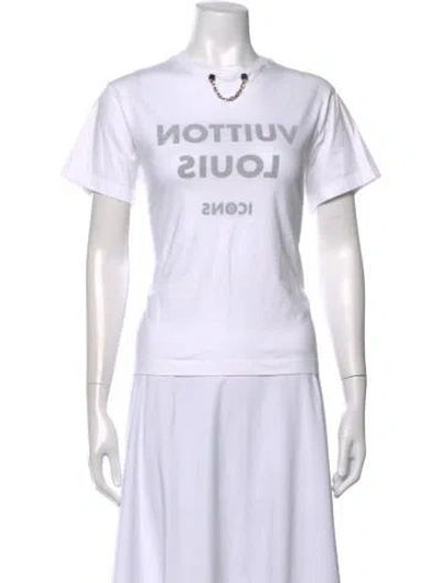 Pre-owned Louis Vuitton Graphic Print Crew Neck T-shirt In White