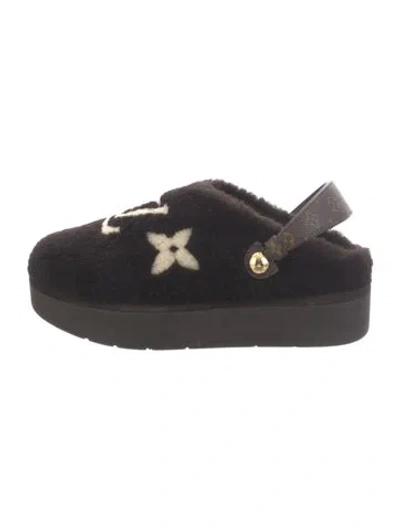 Pre-owned Louis Vuitton Graphic Print Mules In Black