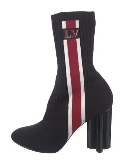 Pre-owned Louis Vuitton Graphic Print Sock Boots In Black