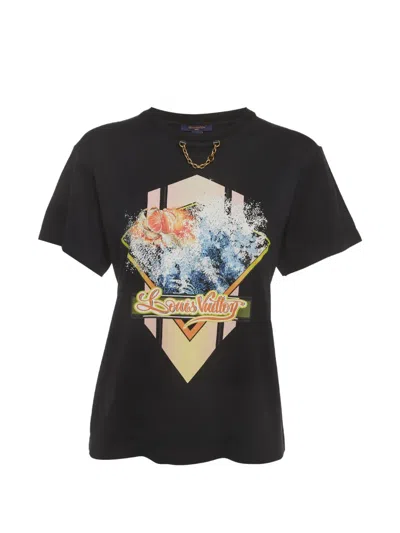 Pre-owned Louis Vuitton Graphic-print Chain-detail T-shirt In 黑色