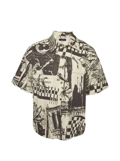 Pre-owned Louis Vuitton Graphic-print Denim Shirt In Neutral
