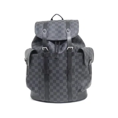 Pre-owned Louis Vuitton Graphite Coated Canvas Backpack ()