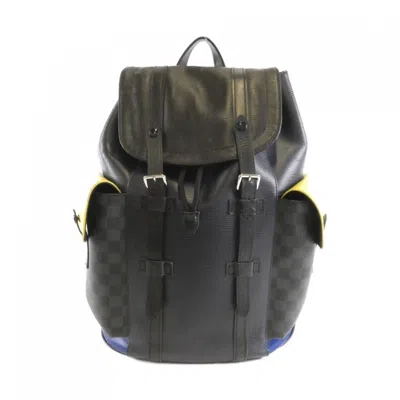 Pre-owned Louis Vuitton Graphite Coated Canvas Leather Backpack () In Gray