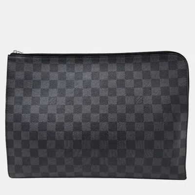 Pre-owned Louis Vuitton Graphite Pochette Jour Gm Handbag In Black