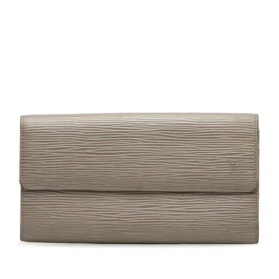 Pre-owned Louis Vuitton Gray Leather Long Wallet (bi-fold) ()
