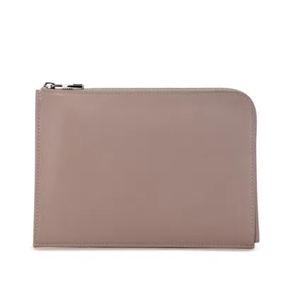 Pre-owned Louis Vuitton Gray Taupe Leather Clutch Bag Pochette () In Gray, Taupe
